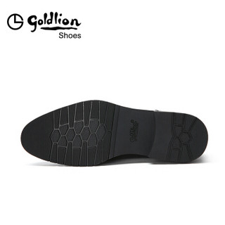 金利来（goldlion）男鞋商务正装休闲鞋简约柔软舒适德比皮鞋502740432AQQ-黑色-40码