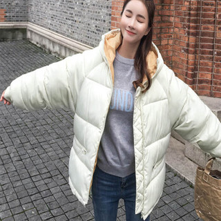 米兰茵（MILANYIN）女装 2019年秋冬新款棉服学生中长款面包服韩版大码外套NYml346 白色 XS