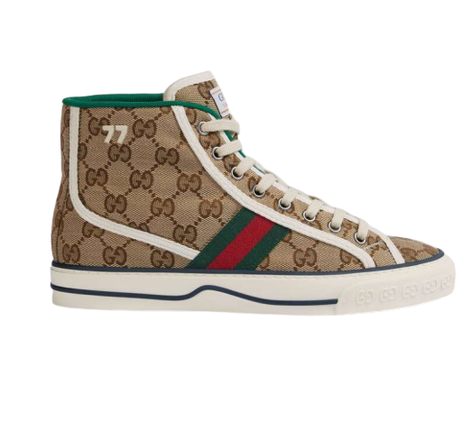 GUCCI 古驰 Tennis 1977系列女士经典GG高帮帆布鞋