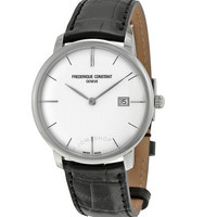 FREDERIQUE CONSTANT 康斯登 Slimline系列 306S4S6 男款机械表 40mm 银色 黑色 牛皮