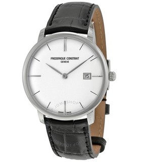 FREDERIQUE CONSTANT 康斯登 Slimline系列 306S4S6 男款机械表 40mm 银色 黑色 牛皮