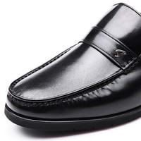 SATCHI 沙驰 商务休闲男士皮鞋 羊皮 沙驰（SATCHI）男鞋 商务休闲男士皮鞋 羊皮 软底透气套脚鞋子 黑色 40