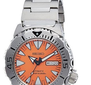 SEIKO 精工 SRP309 男士机械手表 42.5mm 橙盘 银色不锈钢带 圆形