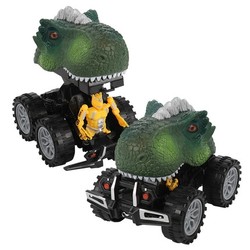 勾勾手 恐龙战队回力惯性车 弹射变形玩具车
