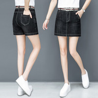 BANDALY 2019夏季女装新款牛仔半身裙裤高腰显瘦A字裤裙显瘦短裙裤子 HZDF111-807 黑色 L/28