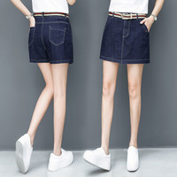 BANDALY 2019夏季女装新款牛仔半身裙裤高腰显瘦A字裤裙显瘦短裙裤子 HZDF111-807 深蓝色 S/26