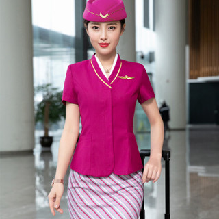 特洛曼空姐职业套装女高铁乘务员制服银行酒店服务员男女同款马甲工作服 4XL
