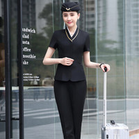 特洛曼空姐职业套装女高铁乘务员制服银行酒店服务员男女同款马甲工作服  S