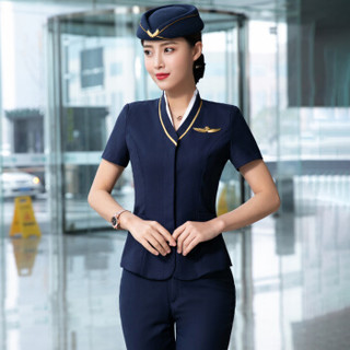 特洛曼空姐职业套装女高铁乘务员制服银行酒店服务员男女同款马甲工作服 4XL