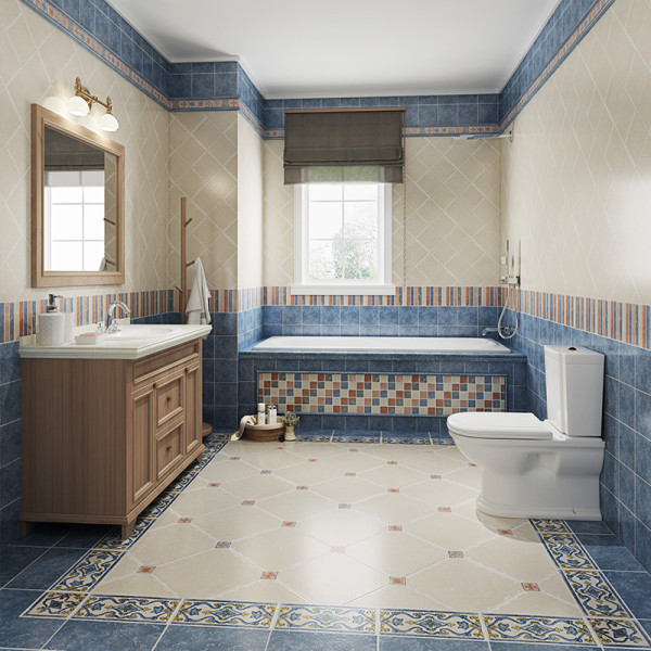 商品五彩精灵塞尚仿古砖厕所卫生间瓷砖防滑地砖欧式厨房墙砖地板砖