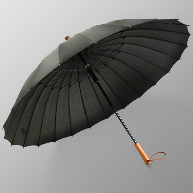 【省43元】黑色雨伞_普智 24骨木柄直杆伞 黑色-什么值得买
