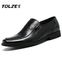 图哲（TOLZE）男士英伦商务正装皮鞋 懒人时尚套脚皮鞋 60611 黑色 40码