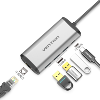 VENTION威迅 六合一Type-C扩展坞（PD快充、千兆网口、HDMI、USB3.0*3）