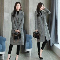 凡淑 毛呢大衣女2019秋冬新品一粒扣潮流拼接气质时尚休闲开衫中长款外套 yzYY1885 灰黄 M