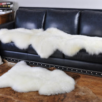 裘朴 羊毛沙发垫真皮沙发坐椅垫羊毛冬季加厚欧式沙发垫整张羊皮 *5件