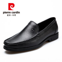 皮尔卡丹（pierre cardin）商务正装男鞋英伦轻质套脚皮鞋真皮舒适一脚蹬懒人鞋 黑色 41