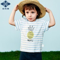 YUZHAOLIN 俞兆林 儿童短袖套装 线条菠萝B蓝色 120CM