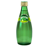 perrier 巴黎水 含气柠檬味天然矿泉水气泡水 330ML*24瓶 玻璃瓶