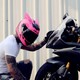 HNJ  电动摩托车头盔 粉武士+黑角(黑片) 均码