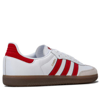 adidas Originals Samba OG系列系带平底男士休闲鞋板鞋 White red UK 5 