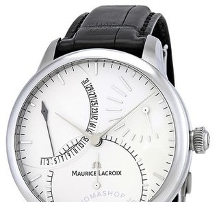 MAURICE LACROIX 艾美手表 Masterpiece匠心系列 MP6508-SS001-130 男士日历回拨机械腕表 43mm 银色 黑色 皮革