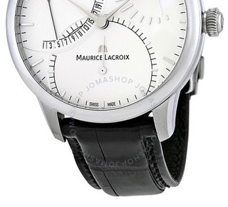 MAURICE LACROIX 艾美手表 Masterpiece匠心系列 MP6508-SS001-130 男士日历回拨机械腕表 43mm 银色 黑色 皮革