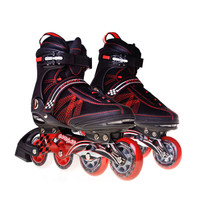 美洲狮溜冰鞋成人轮滑鞋直排轮男女滑冰旱冰鞋大码 黑红色 40