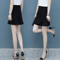 AUDDE 2019夏季新款女装新品半身裙女时尚a字半身裙女装高腰韩版时尚短裙黑色包裙 HZ2030-9051 黑色 M