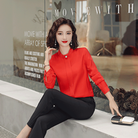 米兰茵（MILANYIN）女装 2019年新款秋女工作服正装职业修身百搭甜美衬衫 NYml147 红色衬衣 3XL