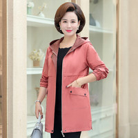 BANDALY 风衣女2019秋季女装新款妈妈秋装洋气外套阔太太中年女风衣薄款 WLPZS54 皮粉色 5XL