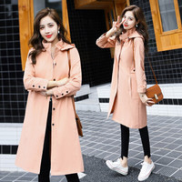 BANDALY 2019秋季新品女装风衣女中长款小个子外衣流行英伦风外套 GZZXFS9001 粉色 M