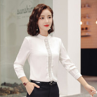 MAX WAY 女装2019新款秋季衬衫女工作服正装职业修身衬衣女装OL NYml155 白色衬衫 L