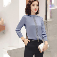 MAX WAY 女装2019新款秋季衬衫女工作服正装职业修身衬衣女装OL NYml155 天蓝衬衫 XL