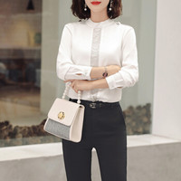 MAX WAY 女装2019新款秋季衬衫女工作服正装职业修身衬衣女装OL NYml155 西裤 2XL