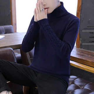 俞兆林（YUZHAOLIN）针织衫 男士潮流纯色螺纹毛衣高领羊毛衫211-1-M9126藏青色XL