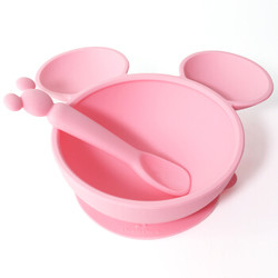 迪士尼（Disney）儿童餐具套装 宝宝辅食吸盘硅胶碗 防摔防滑吃饭碗 训练勺子两件套 米妮 *2件