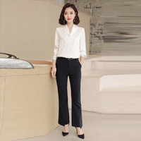 米兰茵（MILANYIN）女装 2019年新款秋工作服正装条纹百搭职业修身衬衫 NYml149 白色衬衫 M