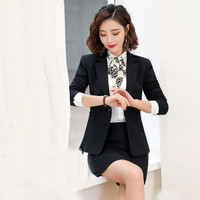 米兰茵（MILANYIN）女装2019秋新款时尚气质商务西装工装工作服职业套装 NYml187 裙套装 L