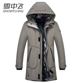 雪中飞 羽绒服男2019新款连帽中长款休闲保暖外套X90141831FJD8056 暖米色|7024 175/92A(L)