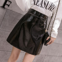 HMDIME 半身裙女 2019秋季新品韩版港味chic修身显瘦高腰包臀A字短裙 XBSH602 黑色 S