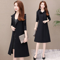 BANDALY 2019秋季新品女装风衣女连帽外套时尚韩版气质单排扣中长款流行外套 KKWH1833 黑色 3XL