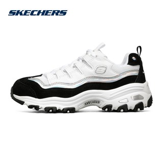 Skechers 斯凯奇 13160 女士复古厚底老爹鞋 白色/银色/ 36黑色