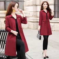 BANDALY 2019秋季新品女装风衣女中长款韩版流行洋气休闲外套长袖上衣 KKWH1158 暗红色 3XL