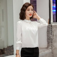 MAX WAY 女装2019新款秋季衬衫女工作服正装职业修身衬衣女装OL NYml152 白色衬衫 3XL