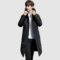 俞兆林羽绒服男中长款连帽加厚大口袋休闲羽绒服外套2019冬YMYR199271黑色M