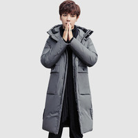 俞兆林羽绒服男中长款连帽加厚大口袋休闲羽绒服外套2019冬YMYR199271灰色L