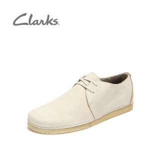 Clarks 其乐女鞋Ashton休闲圆头系带单鞋女平底鞋小白鞋女 261315624【米白色】