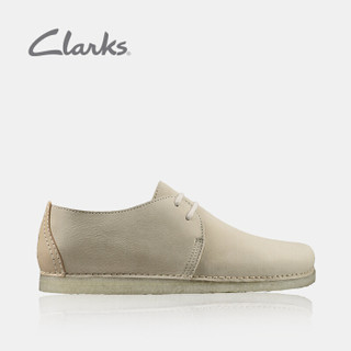 Clarks 其乐女鞋Ashton休闲圆头系带单鞋女平底鞋小白鞋女 261315624【米白色】