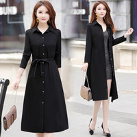 BANDALY 2019秋季新品女装风衣女休闲中长款外套韩版气质长袖薄款大衣 KKWH1776 黑色 3XL