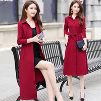 BANDALY 2019秋季新品女装风衣女休闲中长款外套韩版气质长袖薄款大衣 KKWH1776 红色 4XL